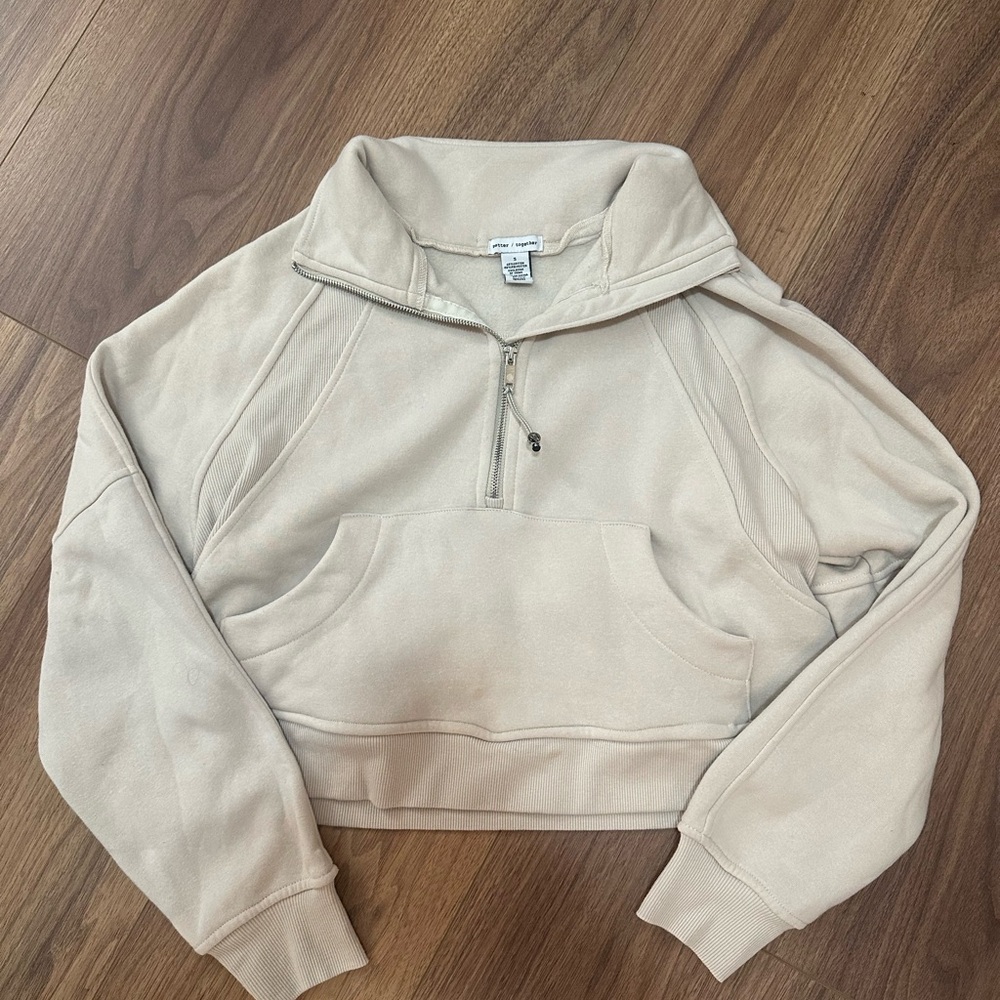 Women's Cream Half-Zip Sweater